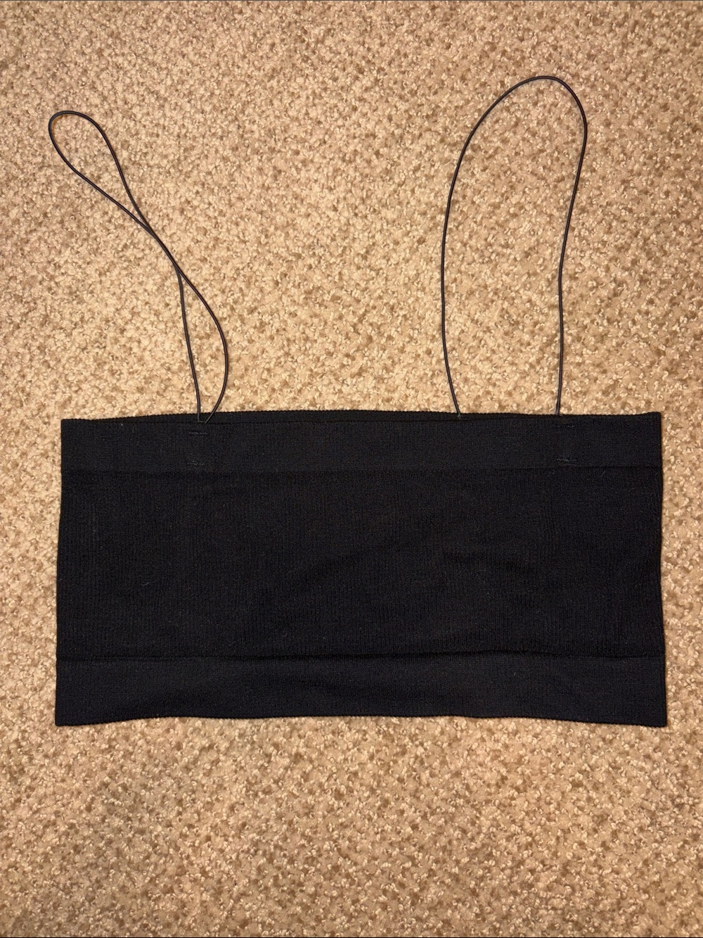 Essentials Simple Black Knit Spaghetti Strap Tube Top